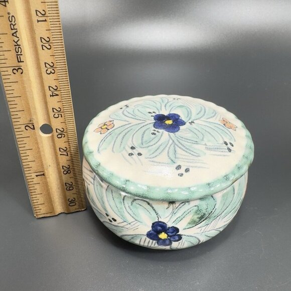 Mexico Pottery Folk Art Trinket Dish Jewelry Holder Container Jar Hand Made VTG - Picture 4 of 15